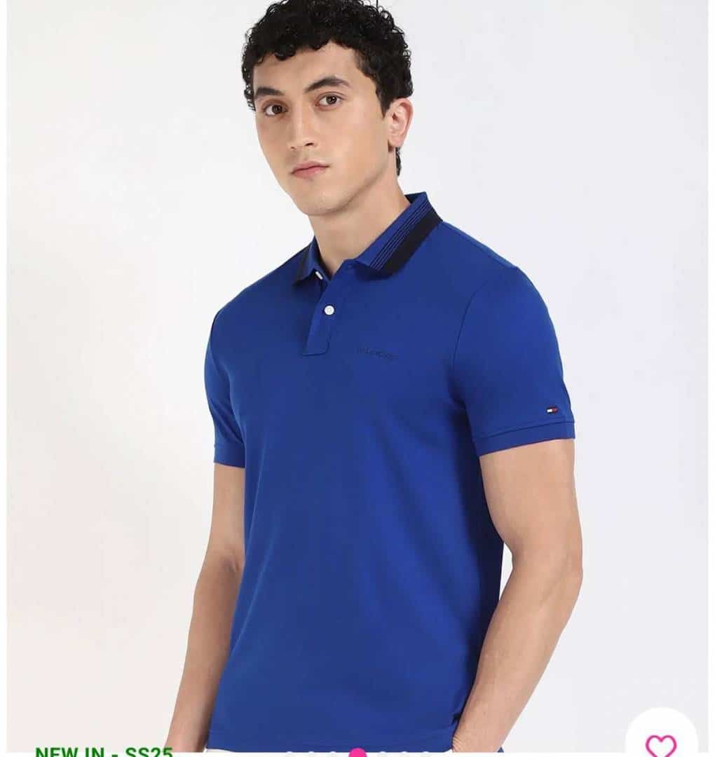 Tommy Hilfiger Petrol Blue Embroidery Logo Premium Polo T-Shirt