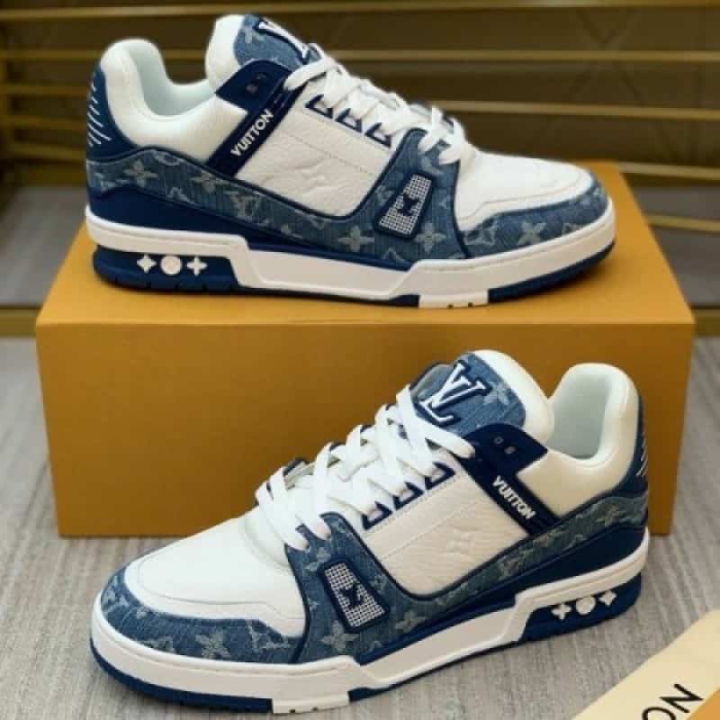 trainers monogram denim blue white with lv kit