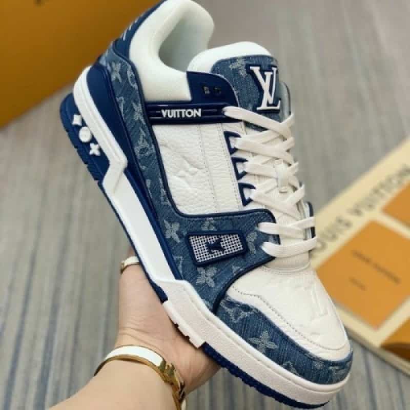 trainers monogram denim blue white with lv kit