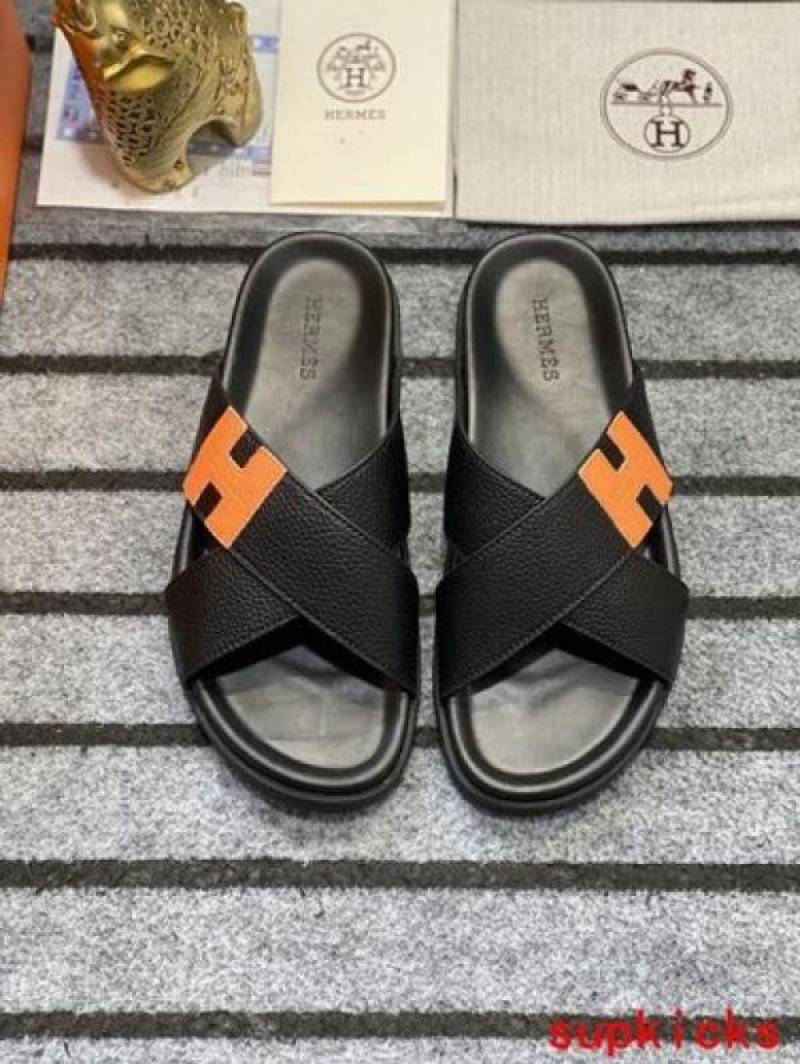 Hermes Paris Premium Black Slides