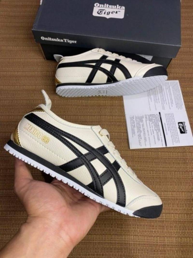 Onitsuka Tiger Mexico 66 Cream Black Gold 1st Leather Quality Sneakers