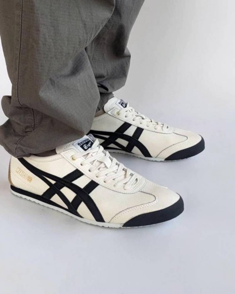 Onitsuka Tiger Mexico 66 Cream Black Gold 1st Leather Quality Sneakers