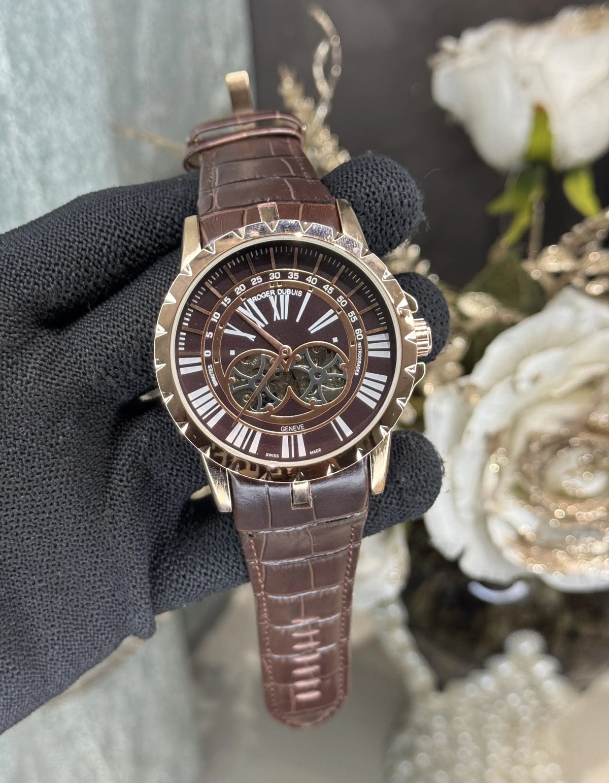 Roger Dubuis E_xcalibur Copper Brown Leather Strap Automatic Watch