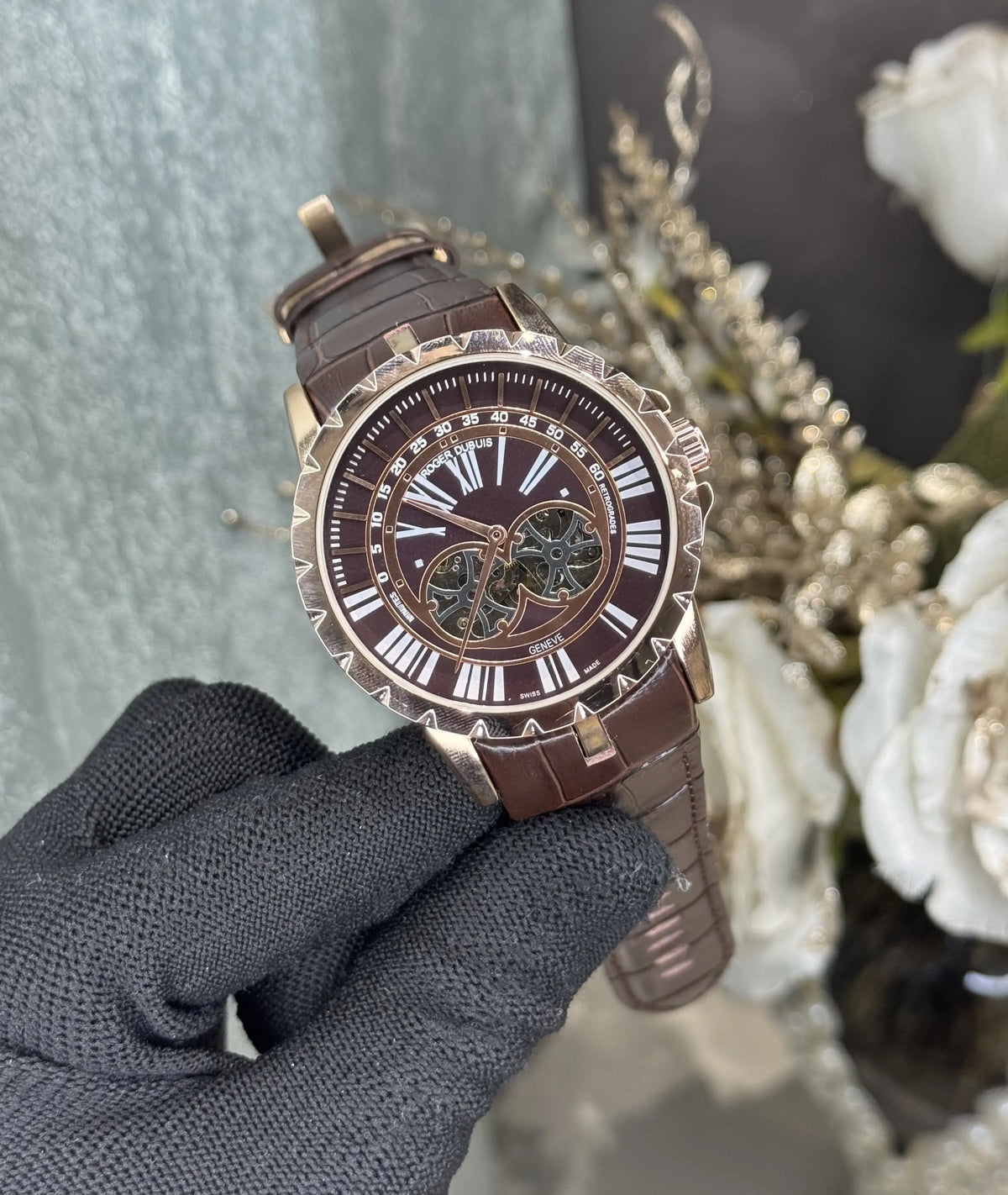Roger Dubuis E_xcalibur Copper Brown Leather Strap Automatic Watch