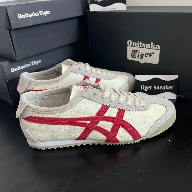 Onitsuka Tiger Mexico 66 VIN Beige  White  Red  7A Premium Sneakers D-2068