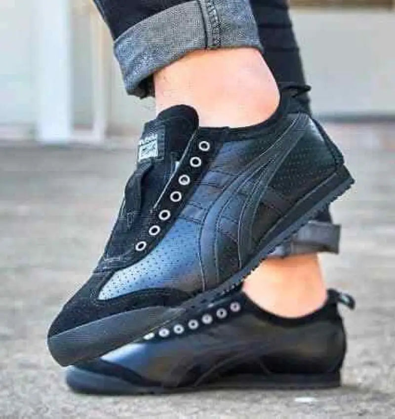 Onitsuka Tiger Mexico 66 Slip-On Triple Black Leather Mens 7A Premium (D-2043)