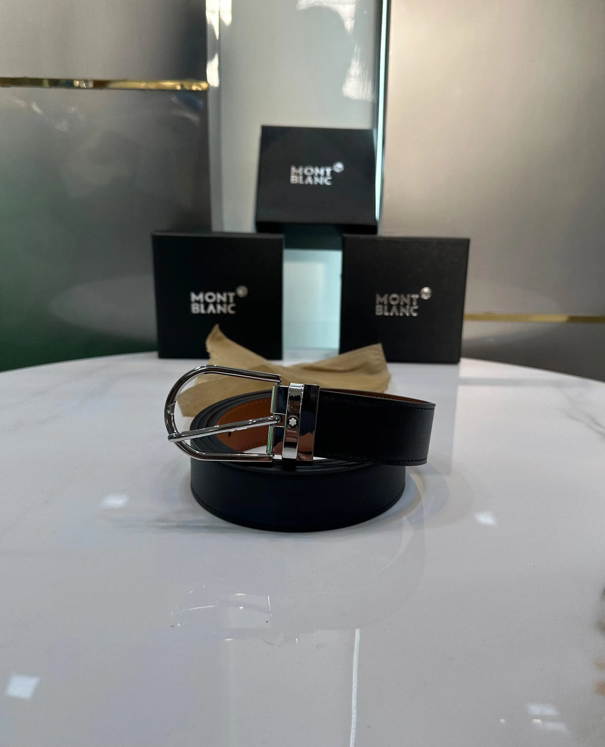 Mont Blan c Silver Premium Imported Belt