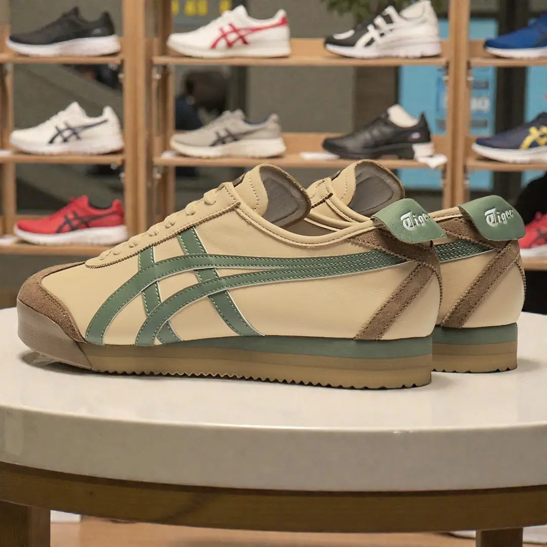 Onitsuka Tiger Mexico 66 PF Beige Grass Green 7A Premium Girls Sneakers D-2142