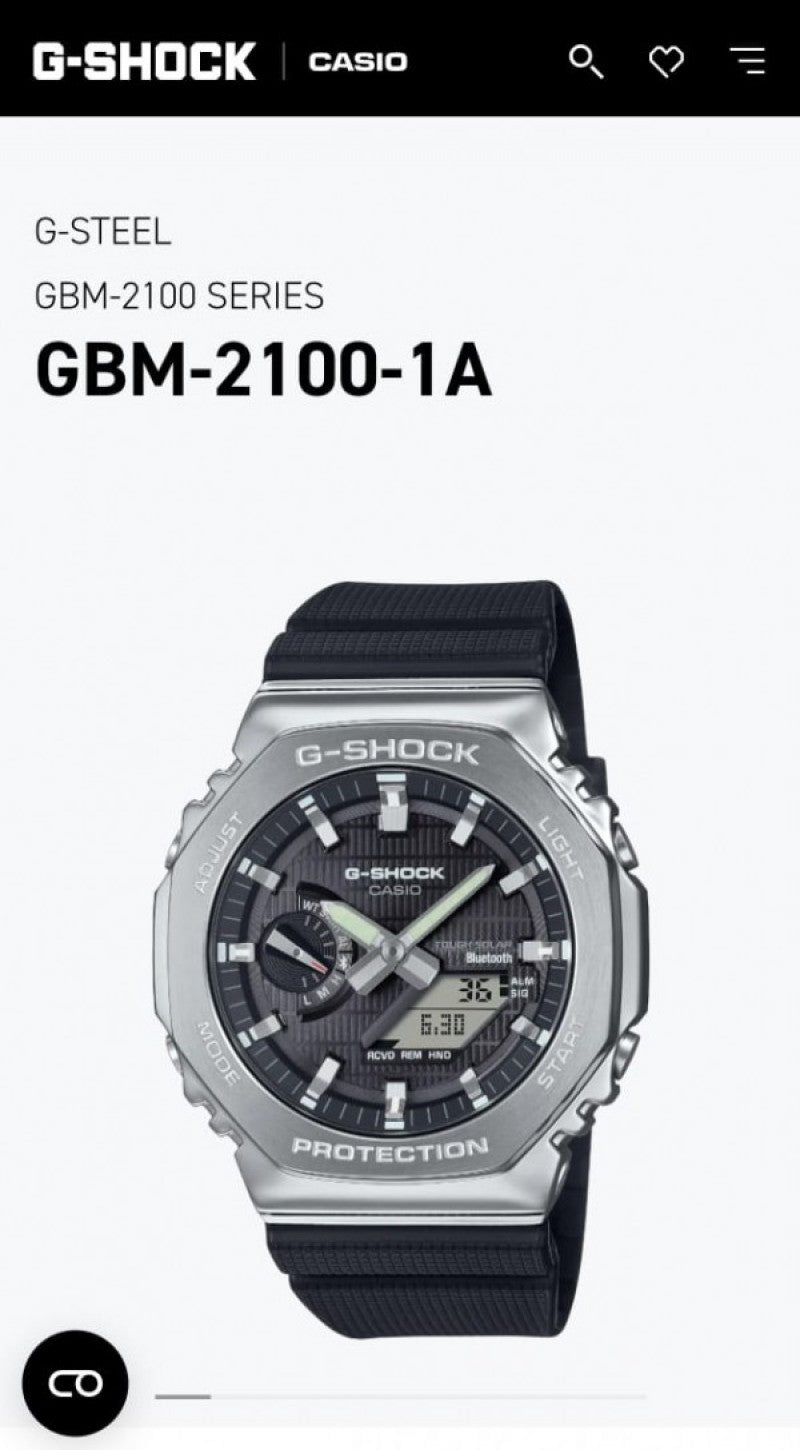 Casio G shock GM 2100 Silver Black