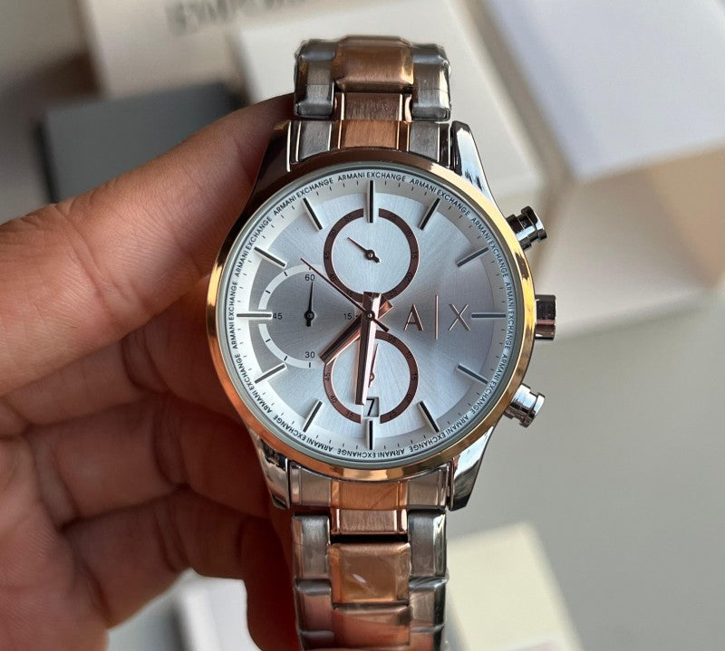 Arman i Exchange DANTE Chronograph AX1870 Two Tone White Dial