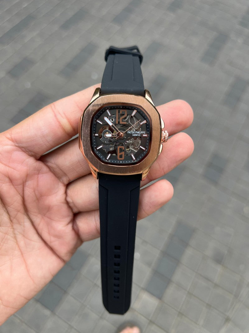 Patek Phillip e Nautilus Auto Rose Black Silicon