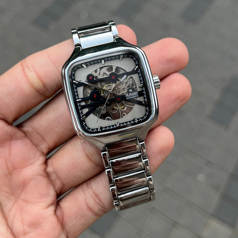 Rad o True Square Automatic Open Heart Silver