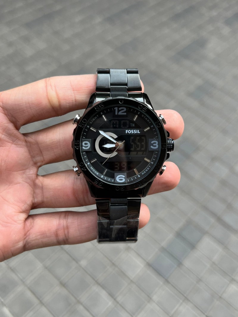 Fossi l Dual Time All Black