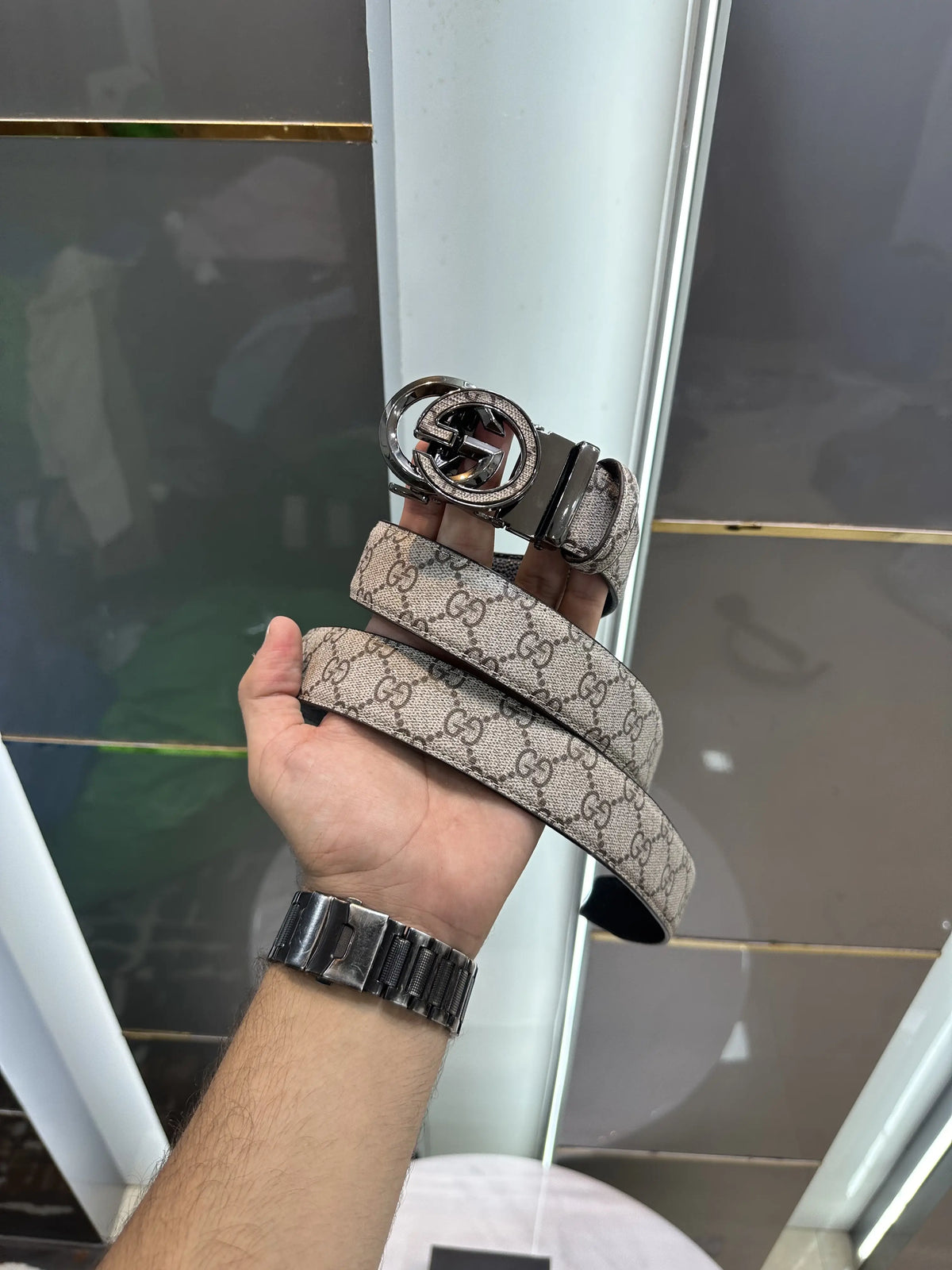 Gucci GG Monogram Premium Imported Belt Beige g227