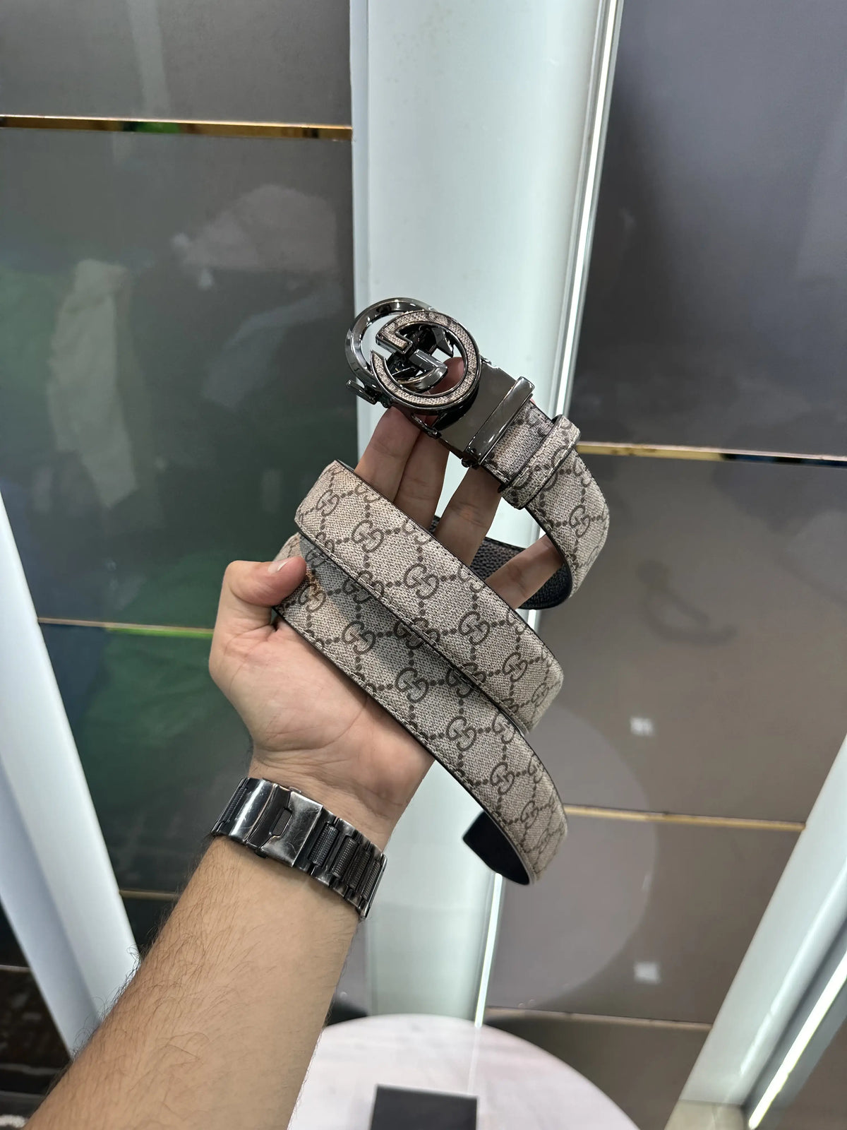 Gucci GG Monogram Premium Imported Belt Beige g227