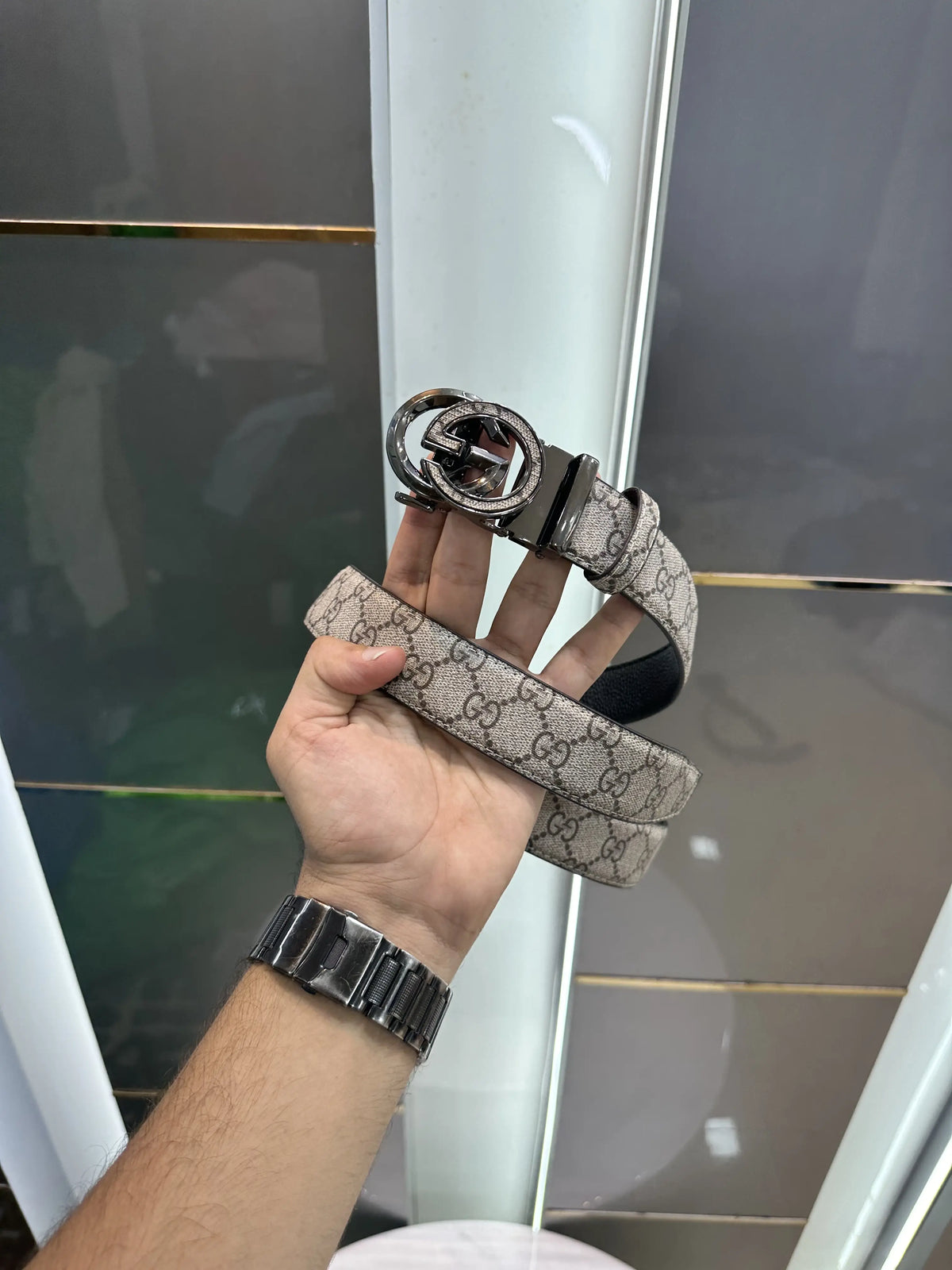 Gucci GG Monogram Premium Imported Belt Beige g227