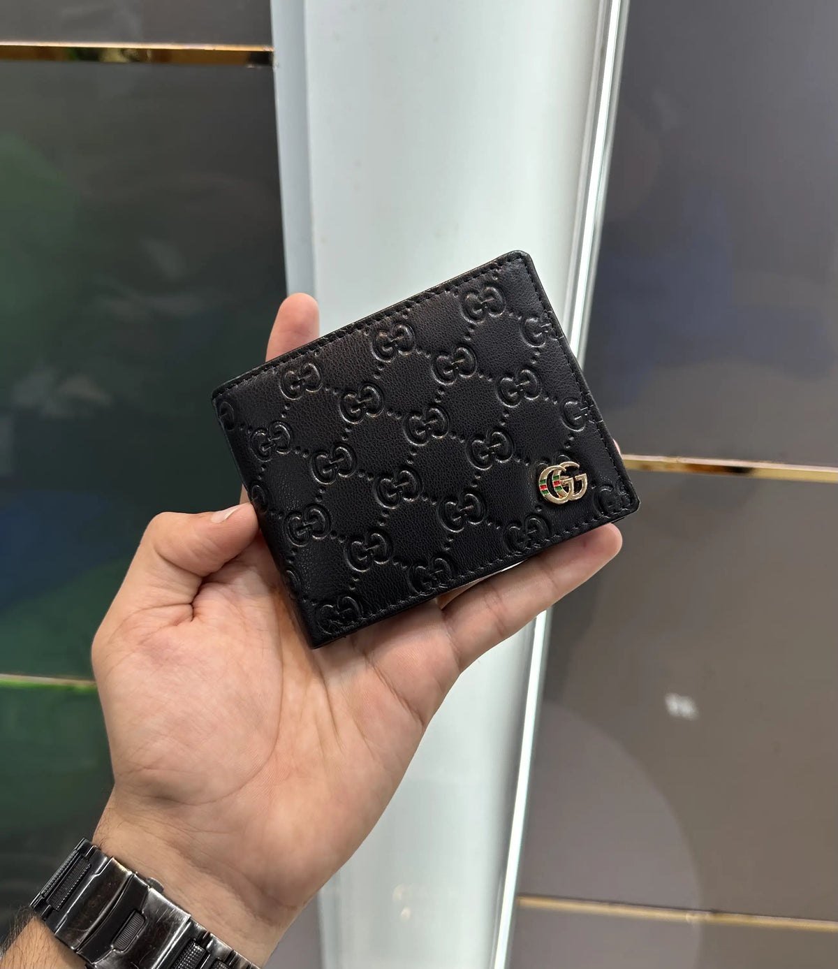 Gucci Monogram Premium Wallet Black With Box g654