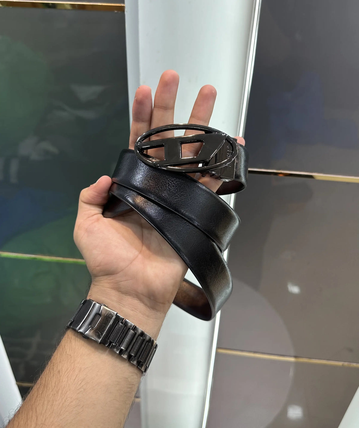  Diese l Premium Reversible Imported Belt Black d9790