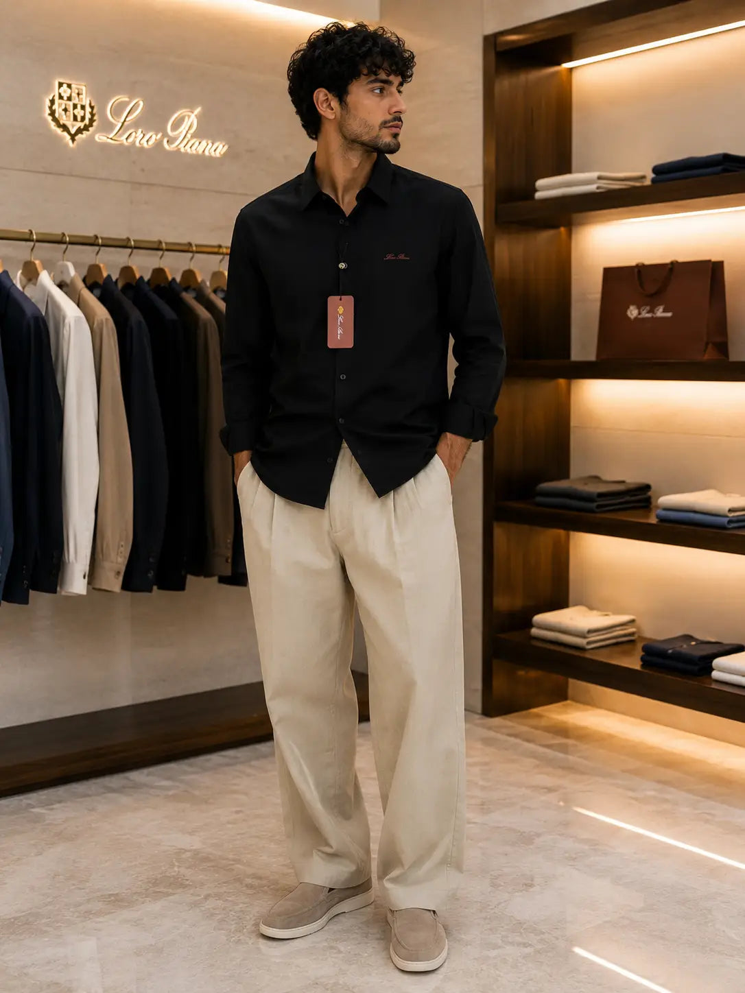 Lor o Piana Black Beige Italian Imported Combo