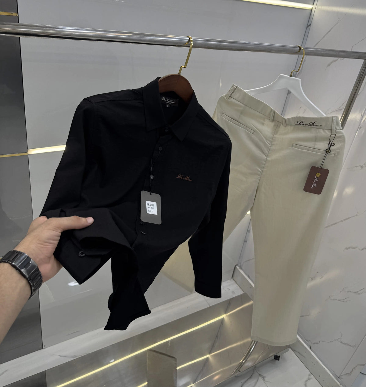 Lor o Piana Black Beige Italian Imported Combo