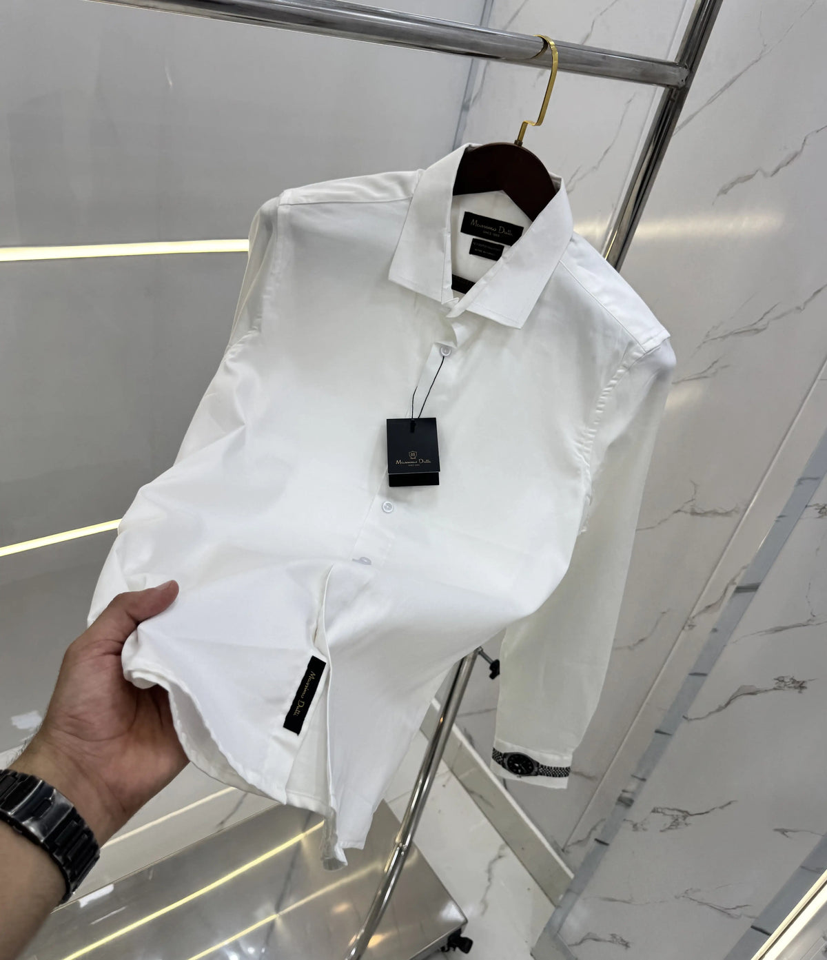 Massimo Dutti White Watch Logo Imported Shirt