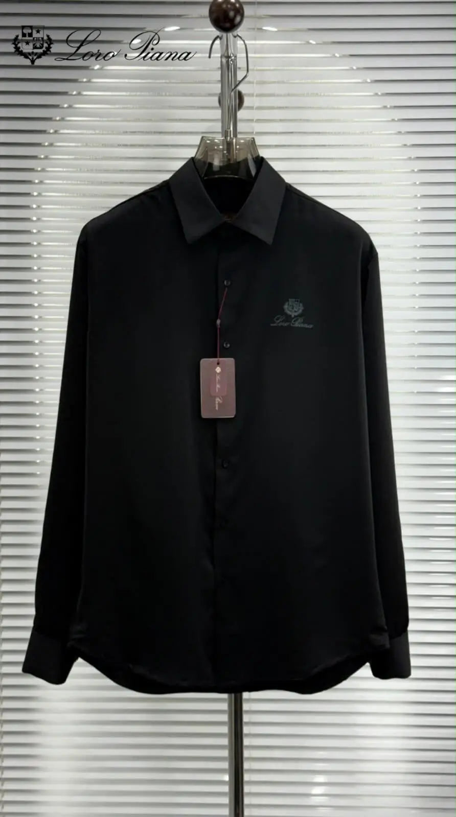 Loro Piana Black Embroidery Logo Premium Shirt With Original Box
