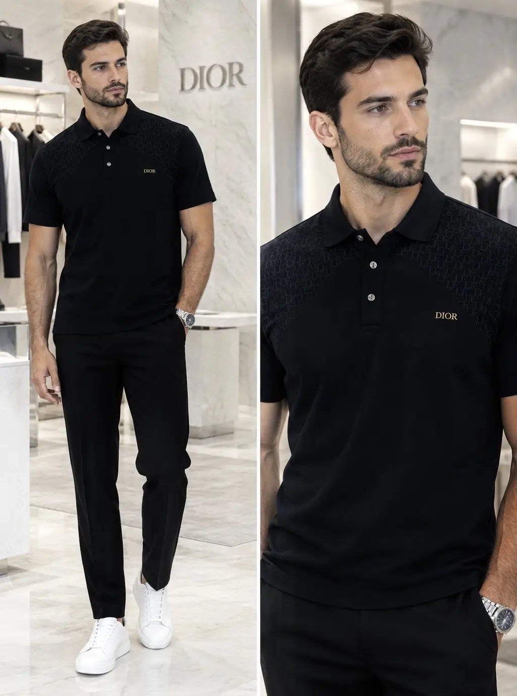 Christian Dio r Black Luxury Polo T-shirt