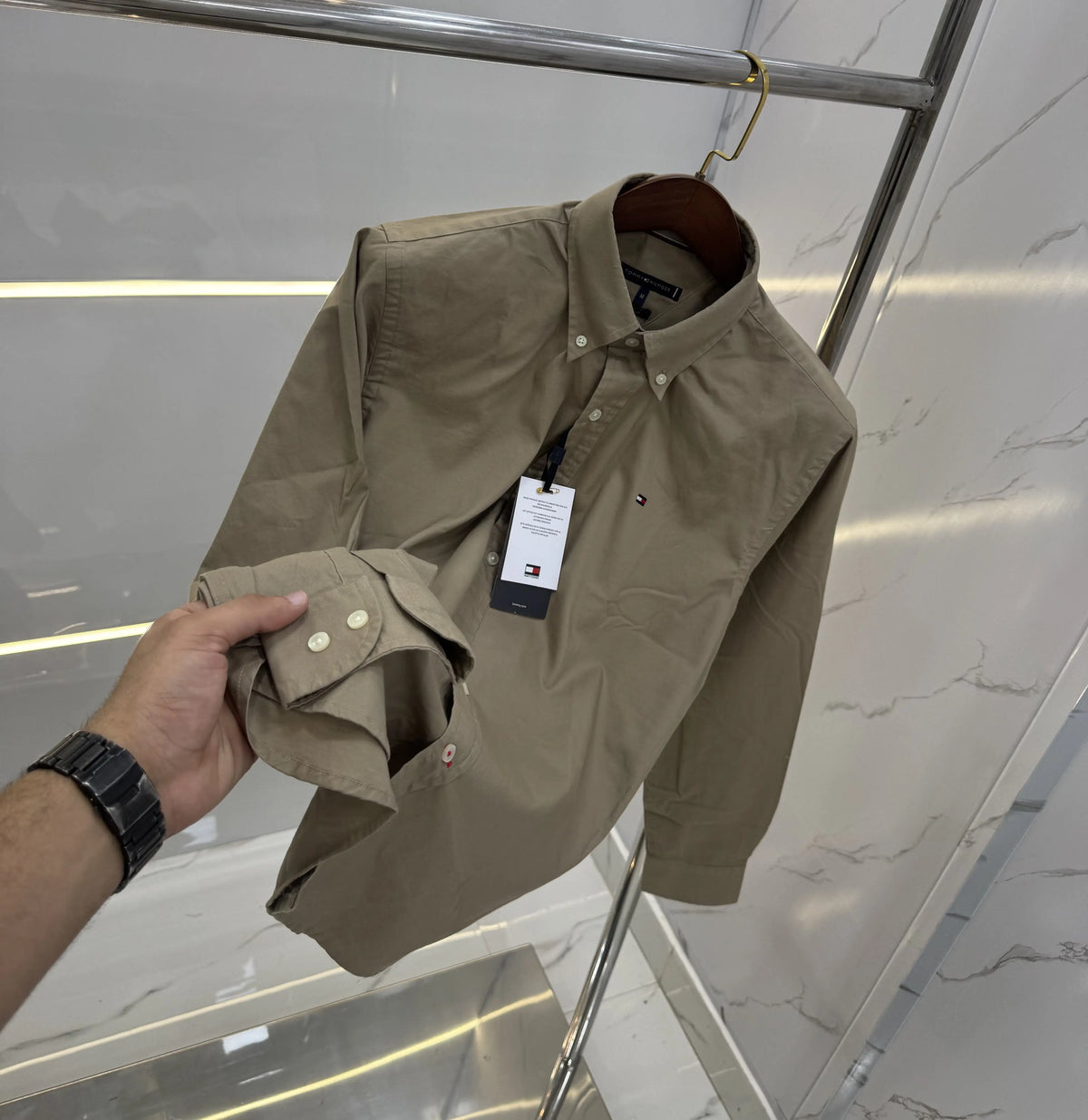 Tommy Hilfiger Beige Embroidery Logo Premium Shirt