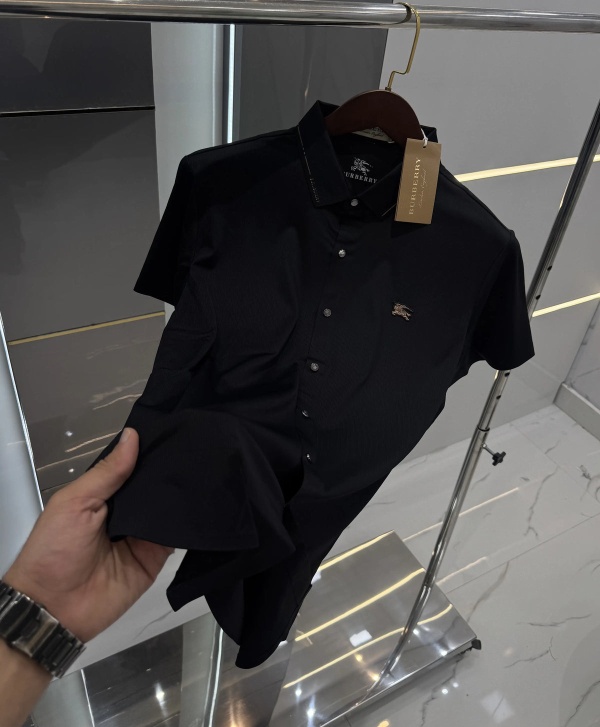 Burberr y Black Imported Luxury Polo T-Shirt