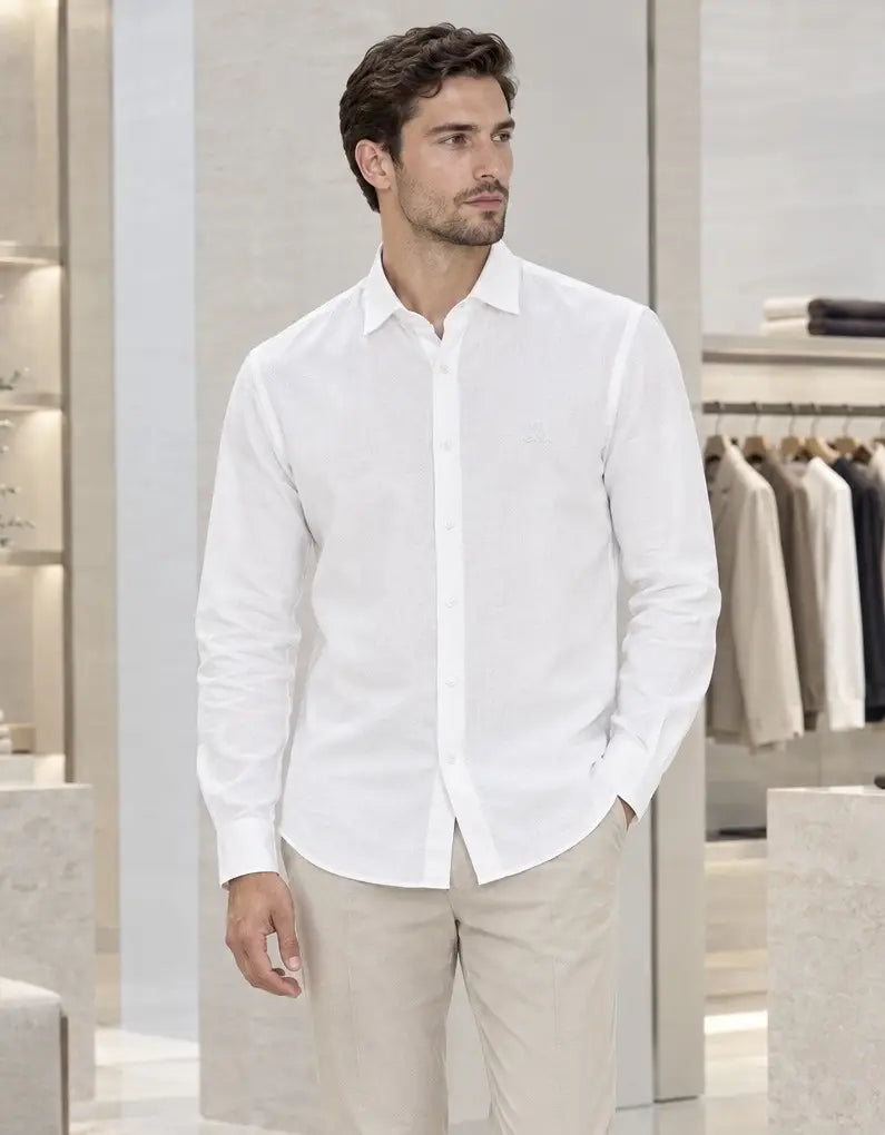 Loro Piana White Embroidery Logo Work Premium Shirt