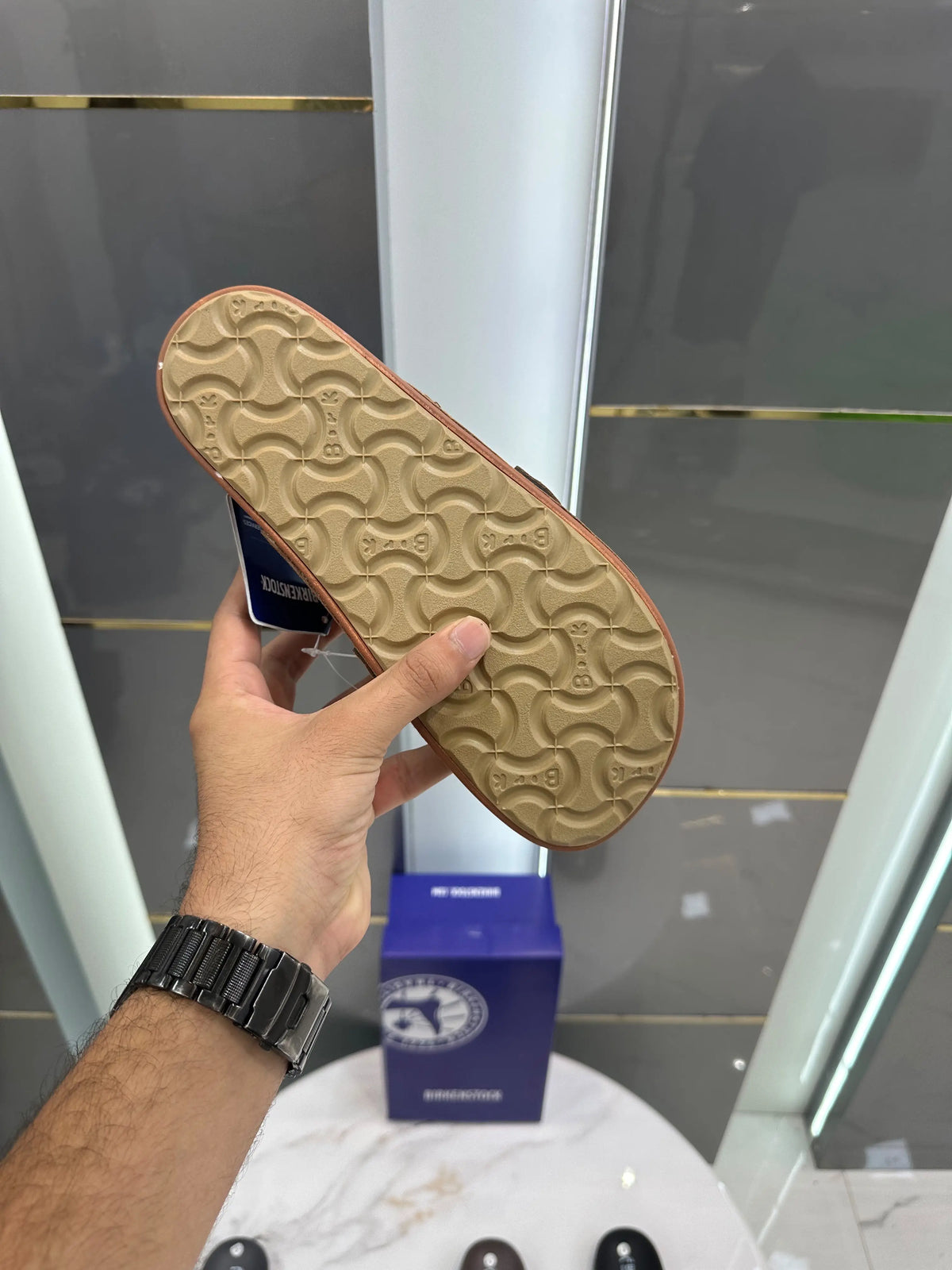 Birkenstock_Tan Adjust Kyoto Nubuck Soft Slide For Men