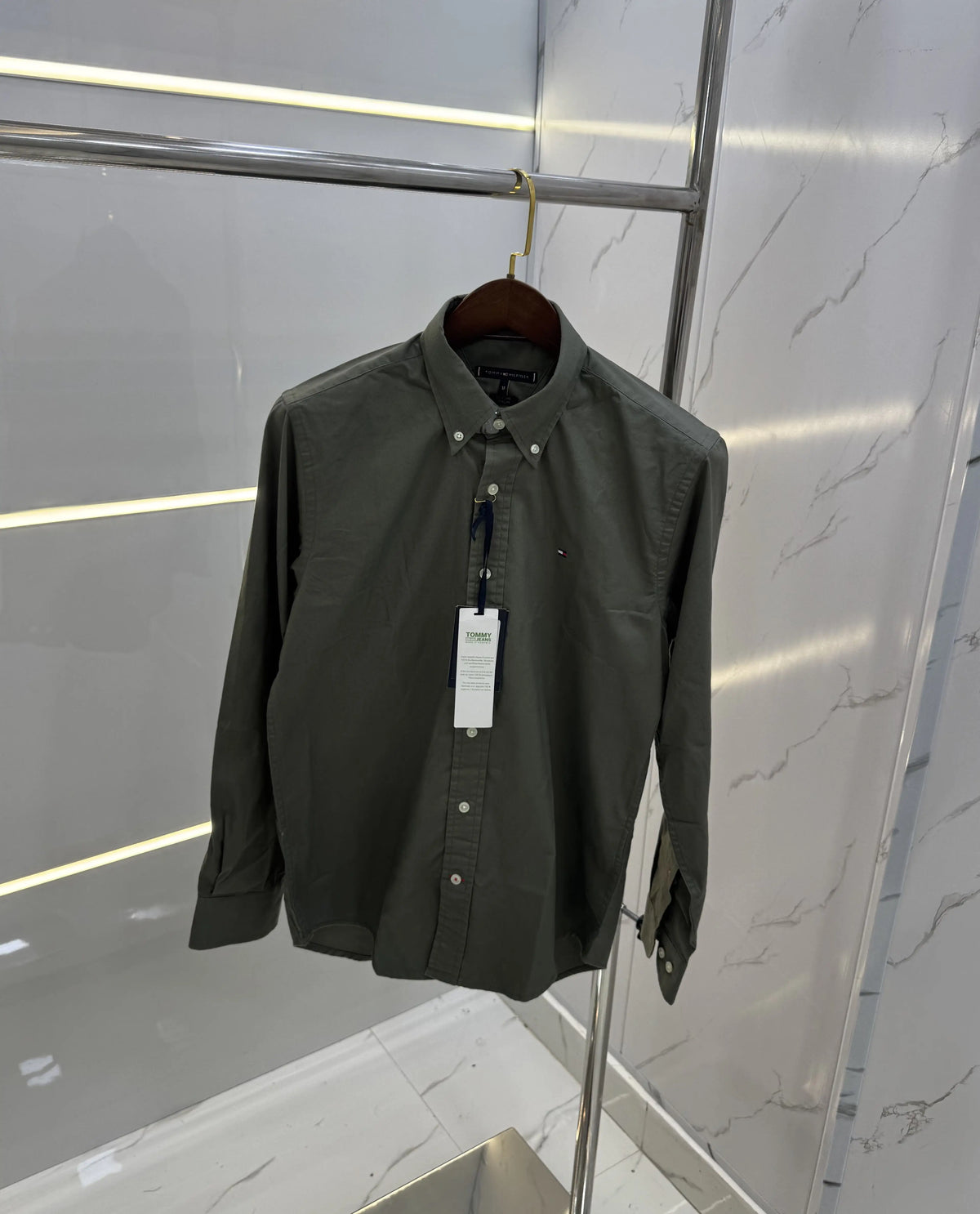 Tommy Hilfiger Olive Embroidery Logo Premium Shirt