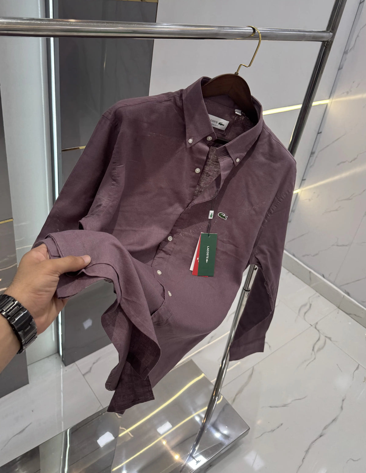 Lacost e Milange Embroidery Logo Premium Linen Shirt