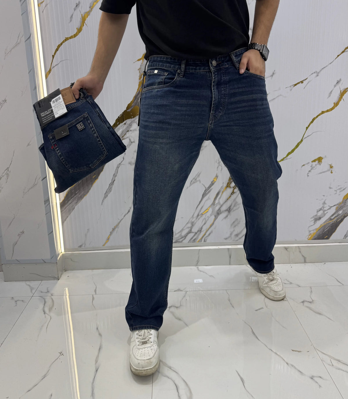 Hugo Bos s Greenish Embroidery Logo Imported Denim