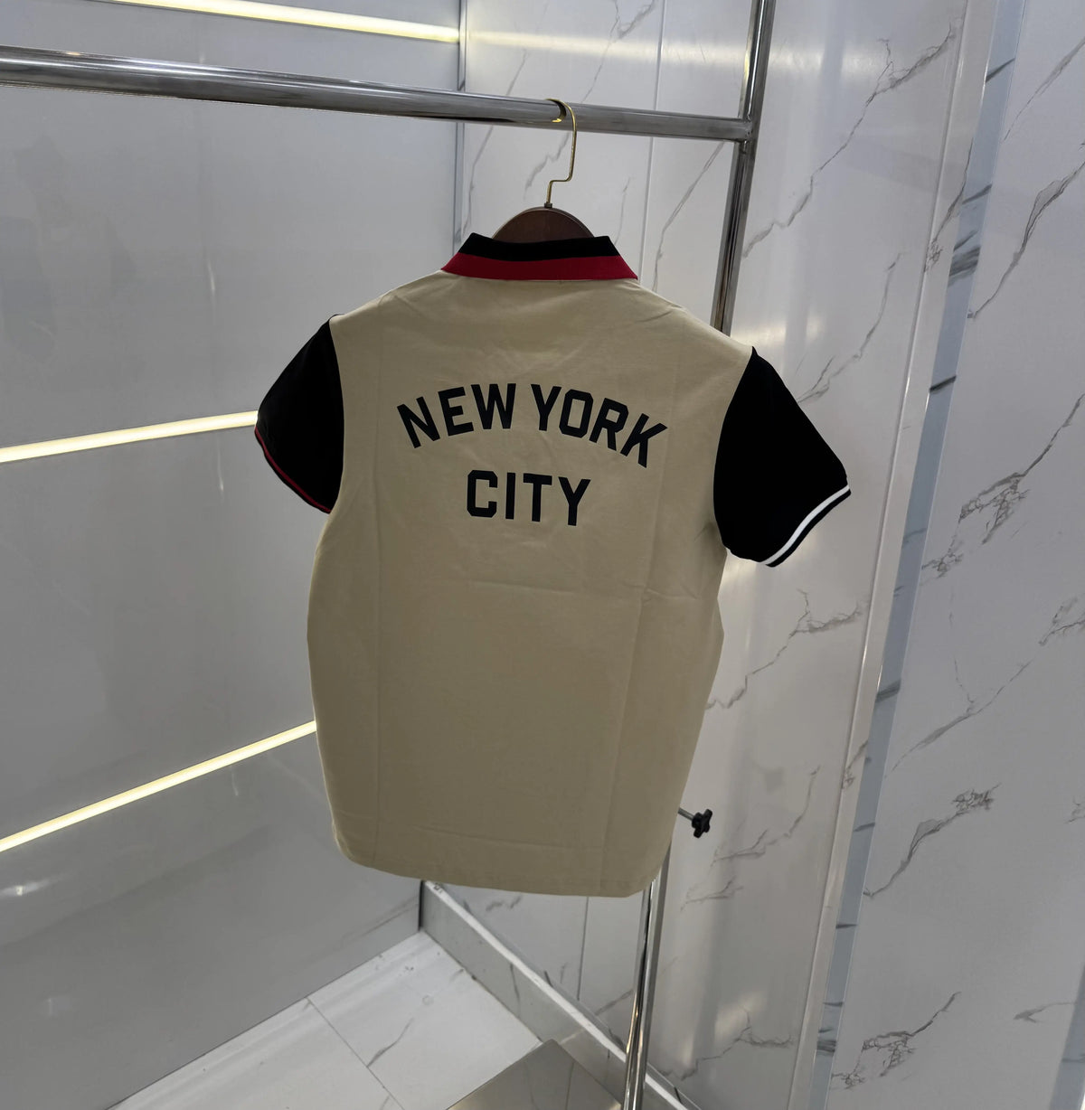 Tommy Hilfige r Beige Logo Work  Premium Polo T-Shirt