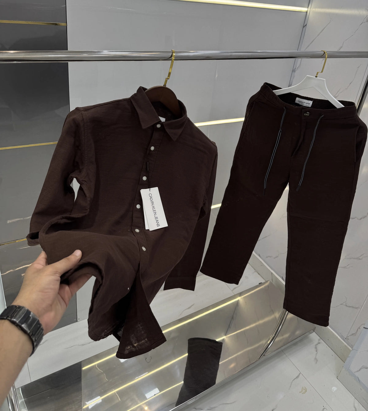 Calvin Klei n Dark Brown Logo Work Premium Tracksuit