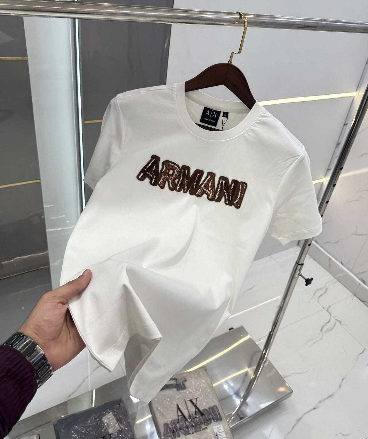Arman i Exchange White B Logo Work Premium Polo T-shirt