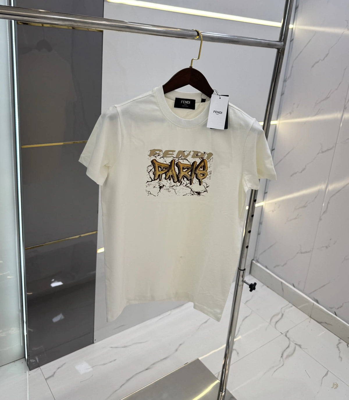 Fend i White B Logo Work Premium Polo T-shirt