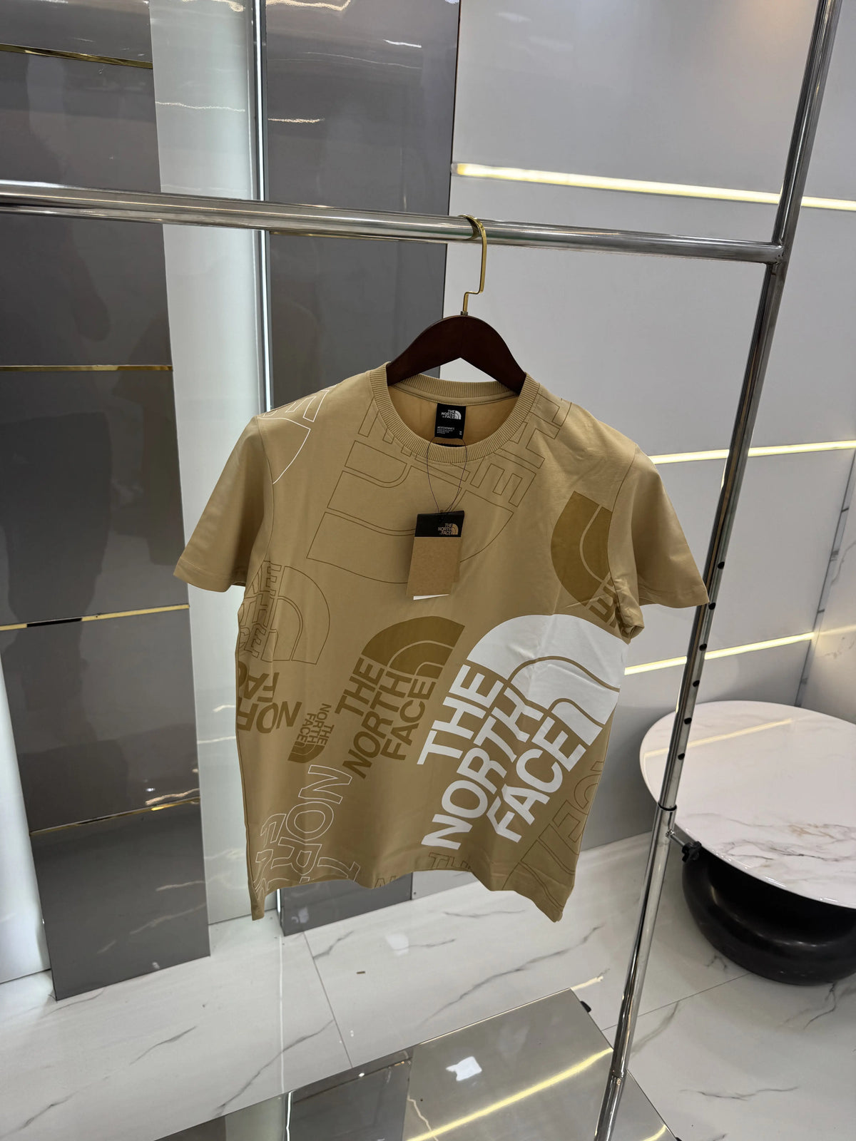 The North Face Beige Logo Print Premium T-Shirt