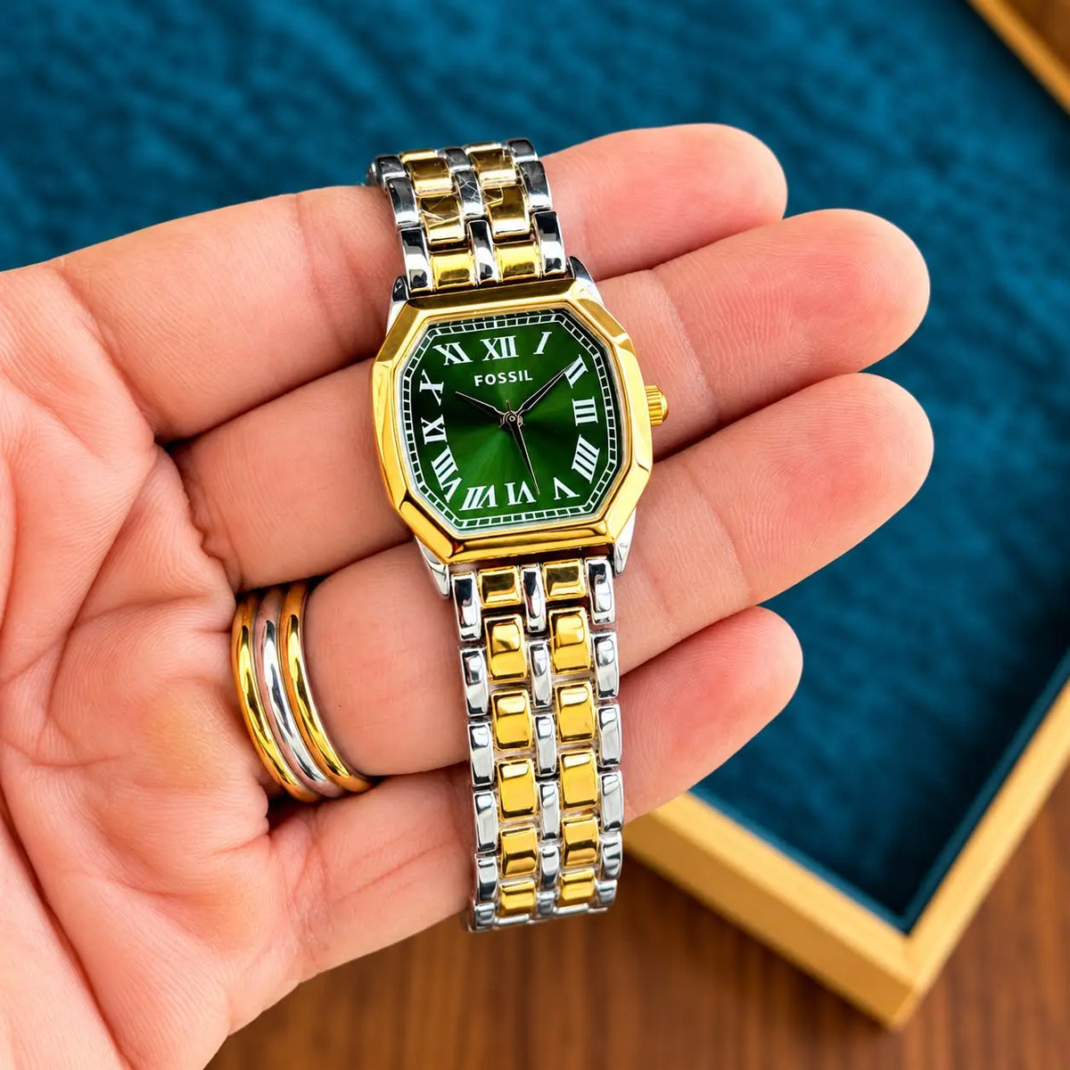 FOSSIL_LADIES_GOLD_TT_GREEN
