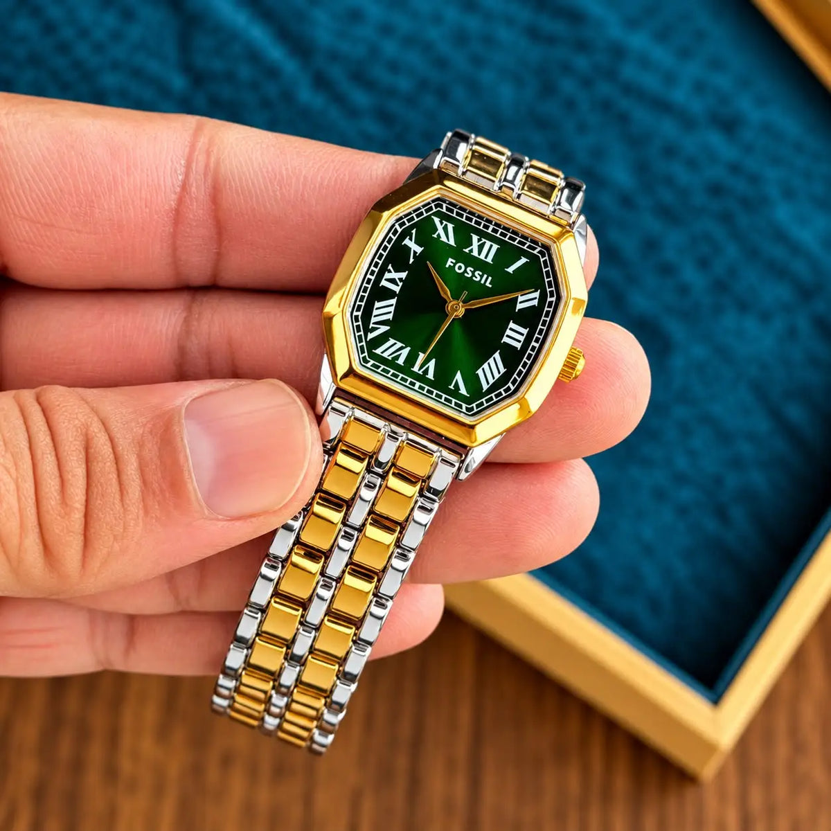FOSSIL_LADIES_GOLD_TT_GREEN