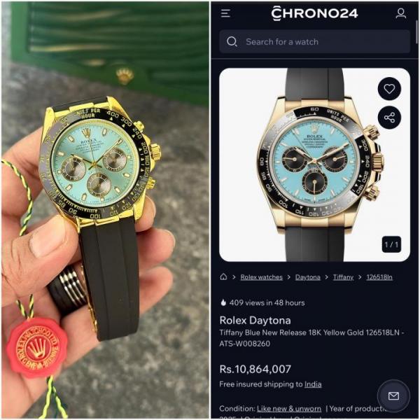 Role_x Daytona Chronograph Tiffany Dial Men's Watch
