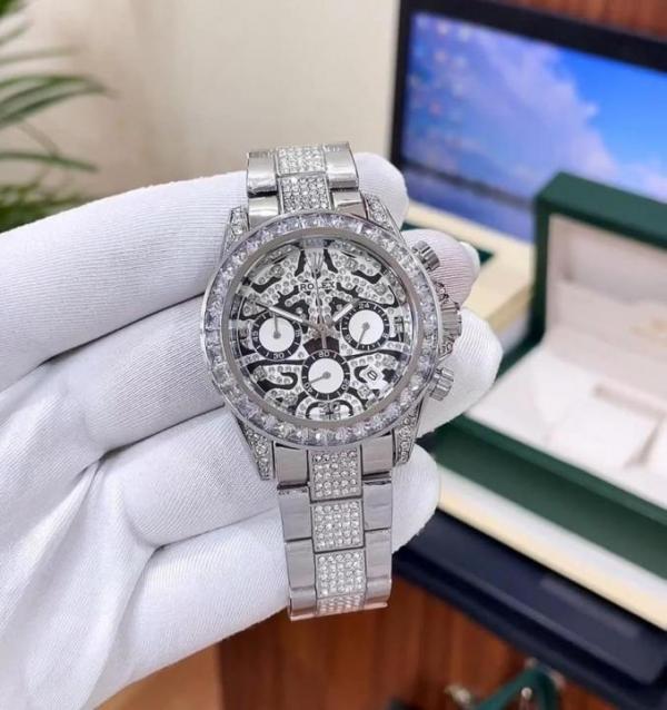 Rolx Daytona Eye Of Tiger Silver Watch