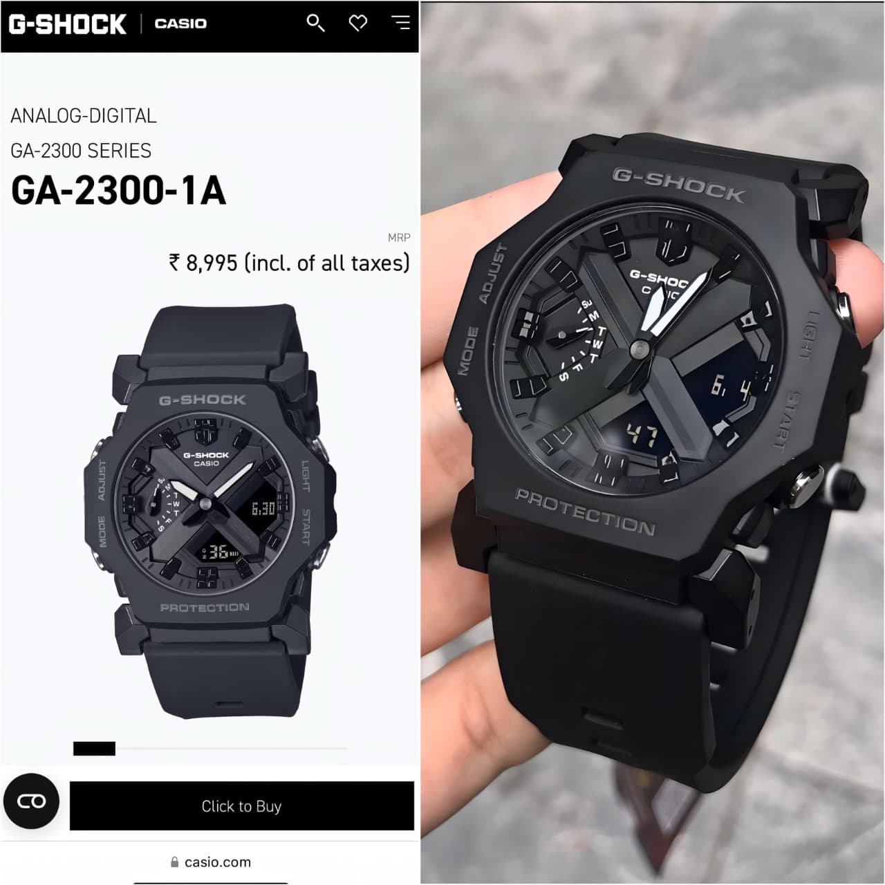 G_Shock GA-2300-1A All Working Black Watch