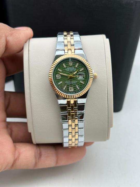 Rolx Women Land_Dweller Gold TT Green