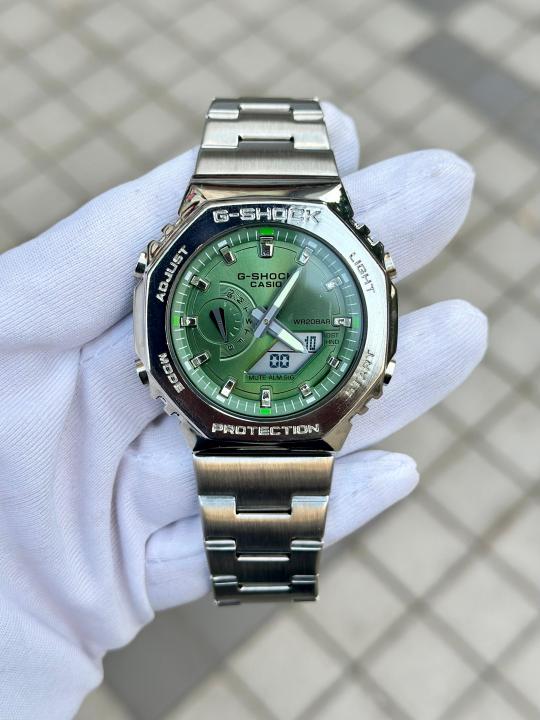 G_Shock GM2100 All Working Silver Green Dial
