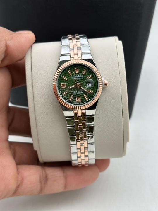 Rolx Women Land_Dweller RoseGold TT Green